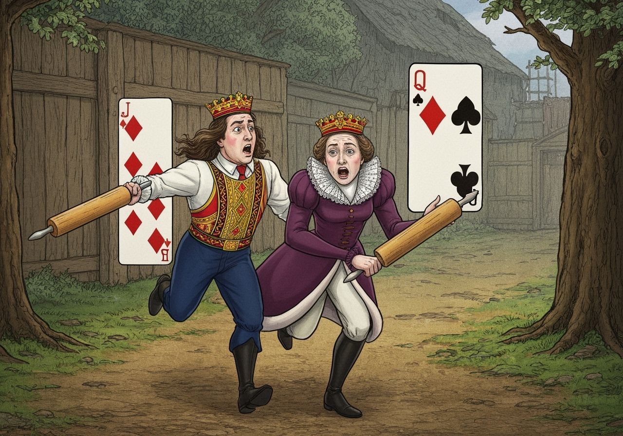 Wonderland Characters Fleeing Rolling Pin Attack