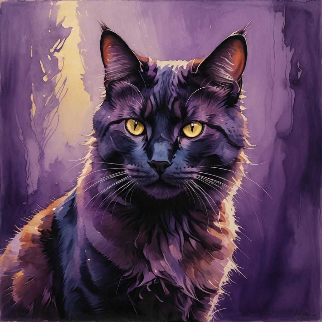 Cat in Dramatic Purple Lighting