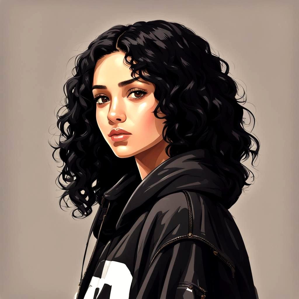 Portrait of a Girl with Black Hair