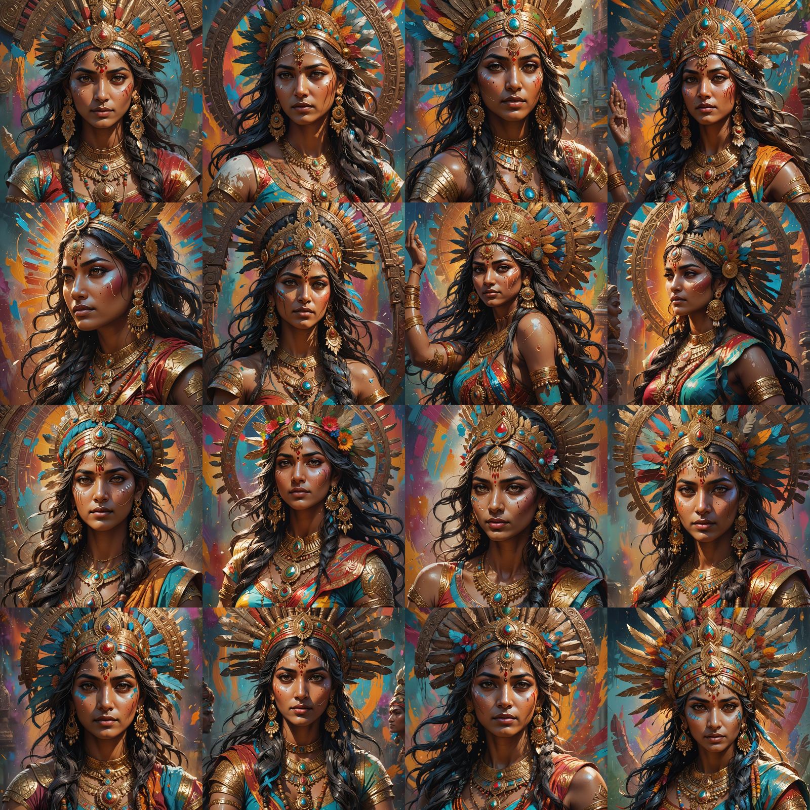 Hyperrealistic Indian Goddess in Splash Art Style
