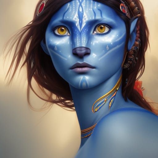 Stunning Blue Avatar Portrait in Artgerm Style