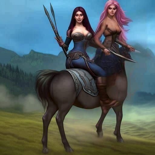 Girl Rides a Female Centaur in Fantasy Art