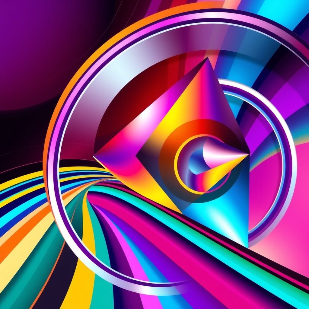 Vibrant Prism Composition with Intersecting Geometries