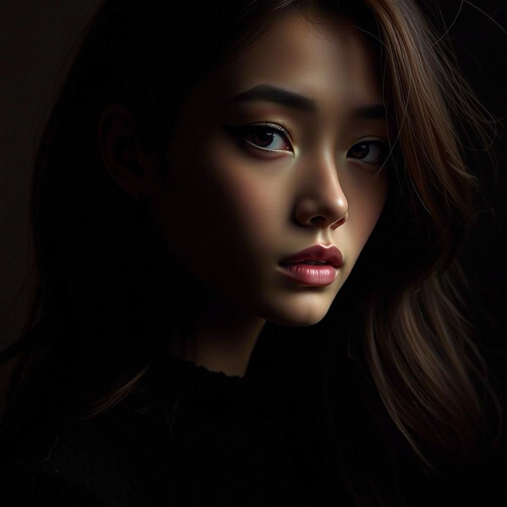 Artistic Dark Photo of a Beautiful Young Woman