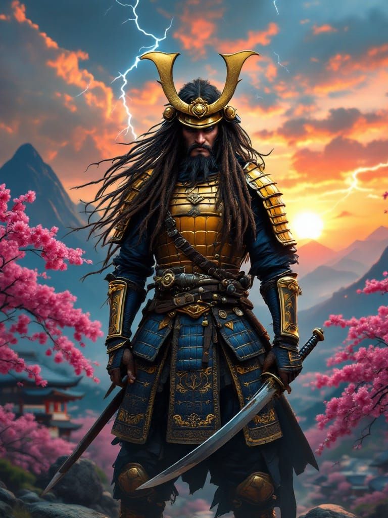 Vigilant Pirate in Sunset Samurai Landscape