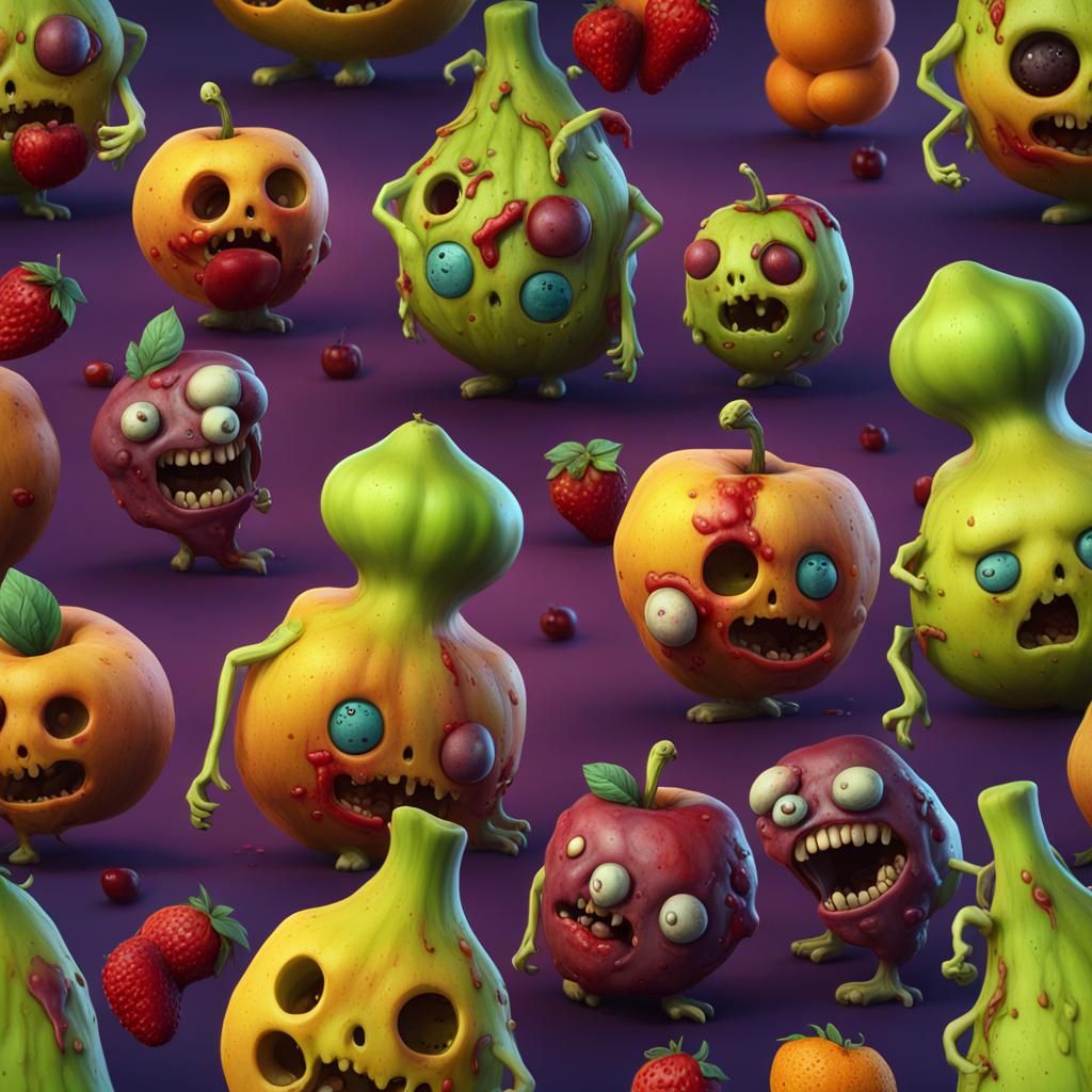 Fantastical Zombie-Fruit Character Concept Art