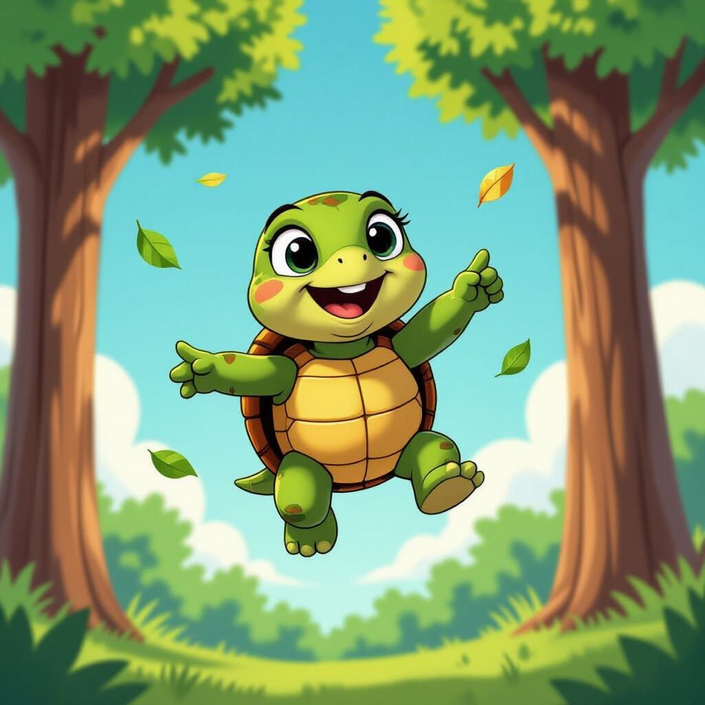 Cartoon Turtle Skydiving Exhilaratingly