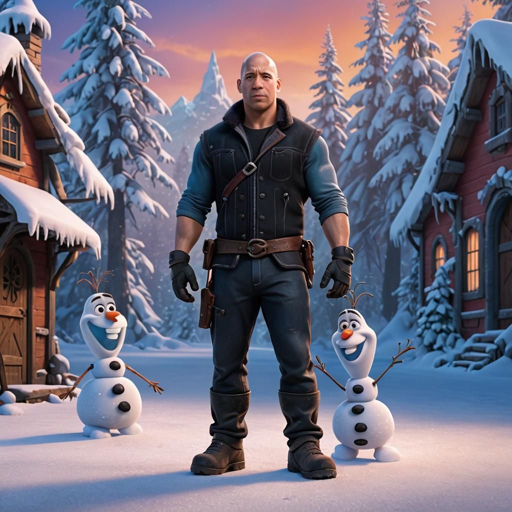 Vin Diesel as Pixar Character in Frozen