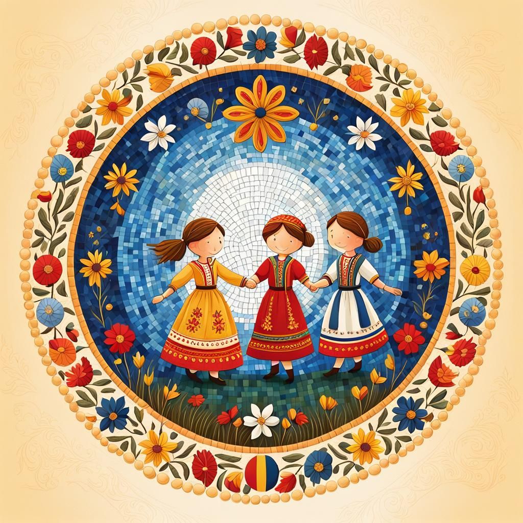 Children's Folk Dance: A Whimsical European Logo