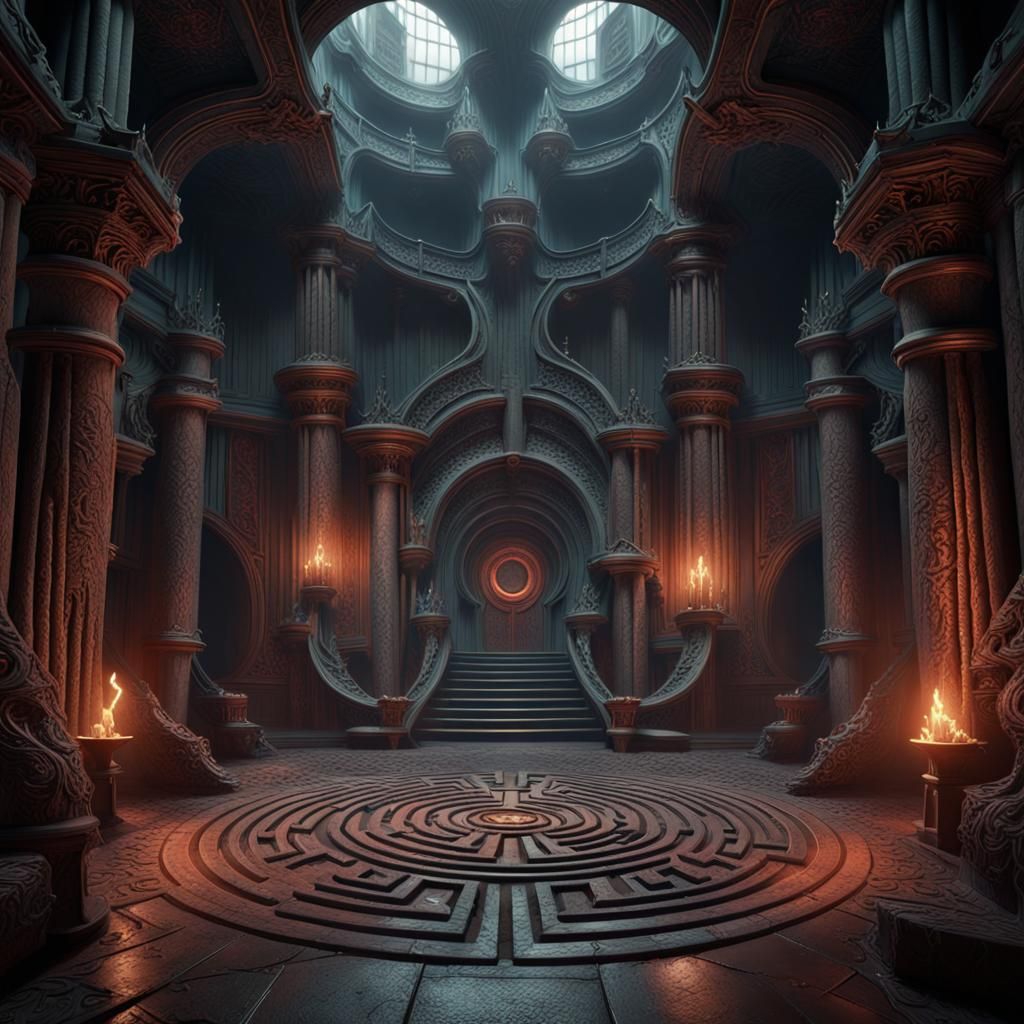 Demonic Labyrinth Chamber in Detailed Matte Painting