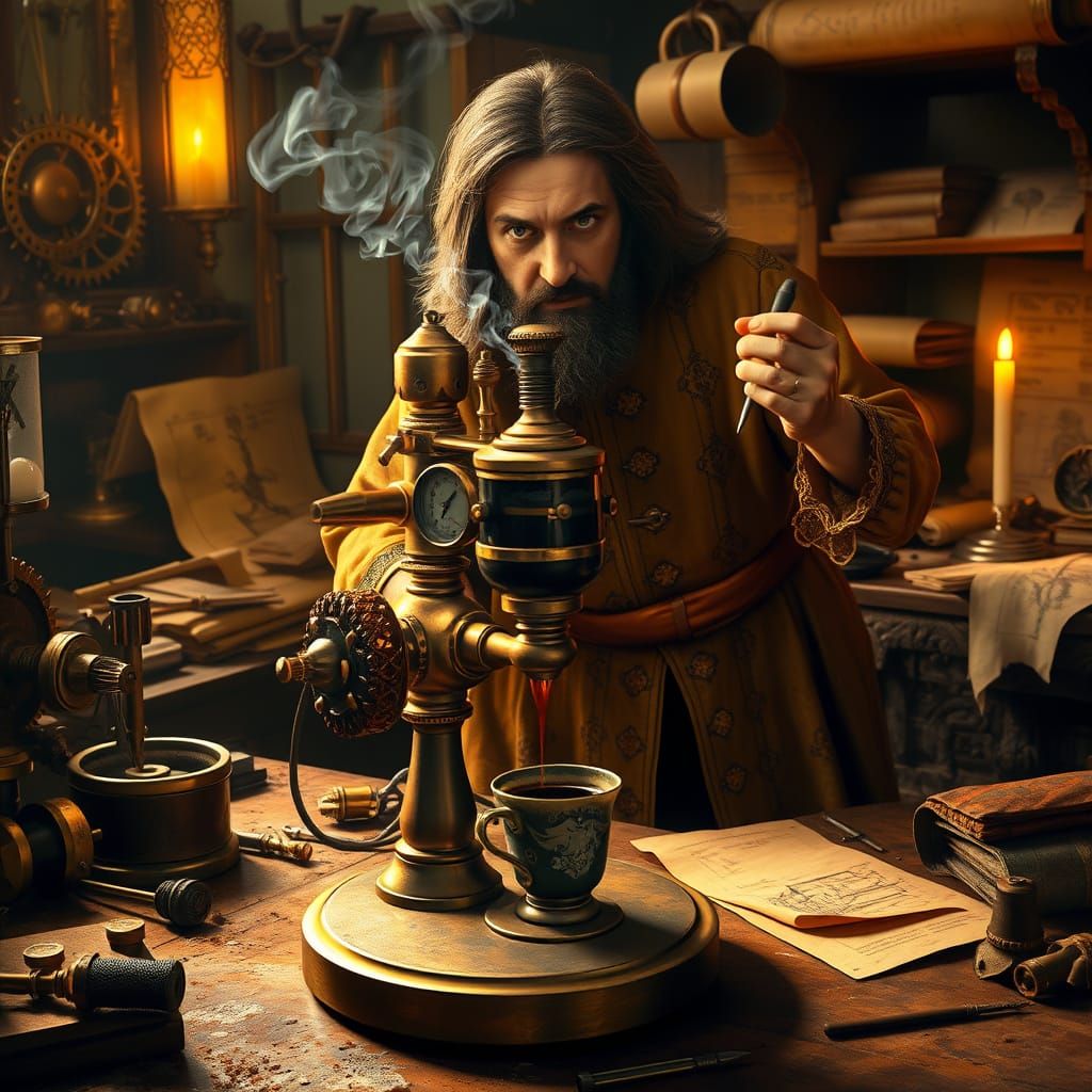 Leonardo da Vinci's Steam-Powered Coffee Machine