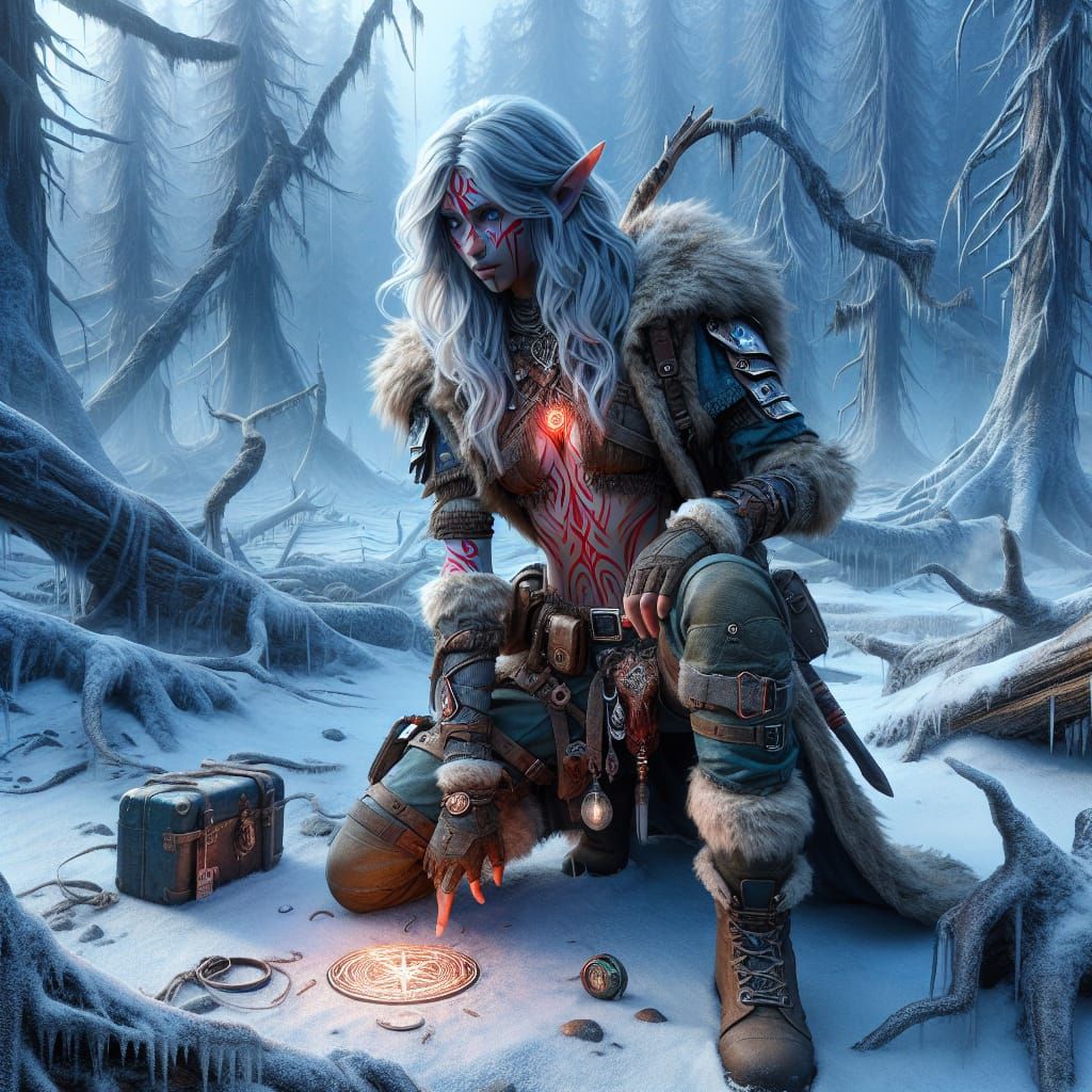 Resilient Elven Scout in Winter Wilderness