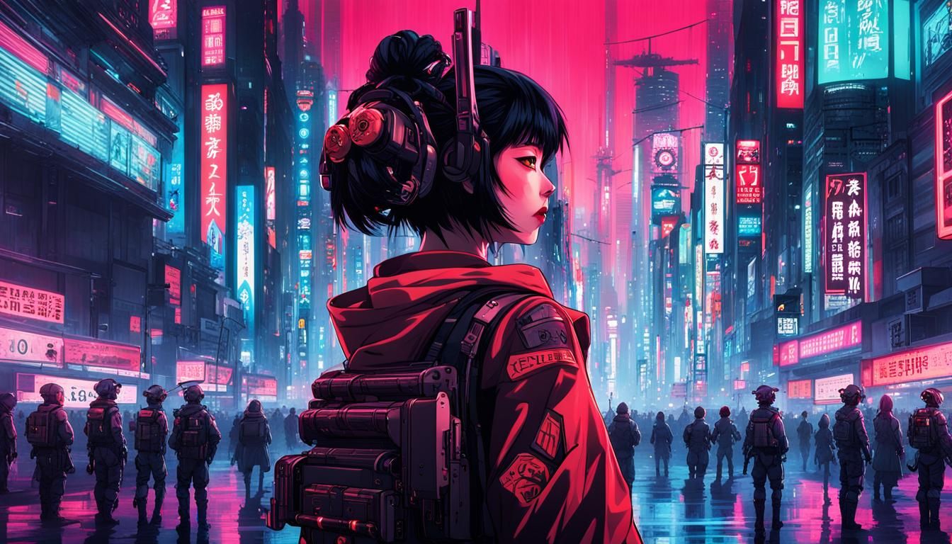 Cyberpunk Tokyo Androids in Gritty Digital Art