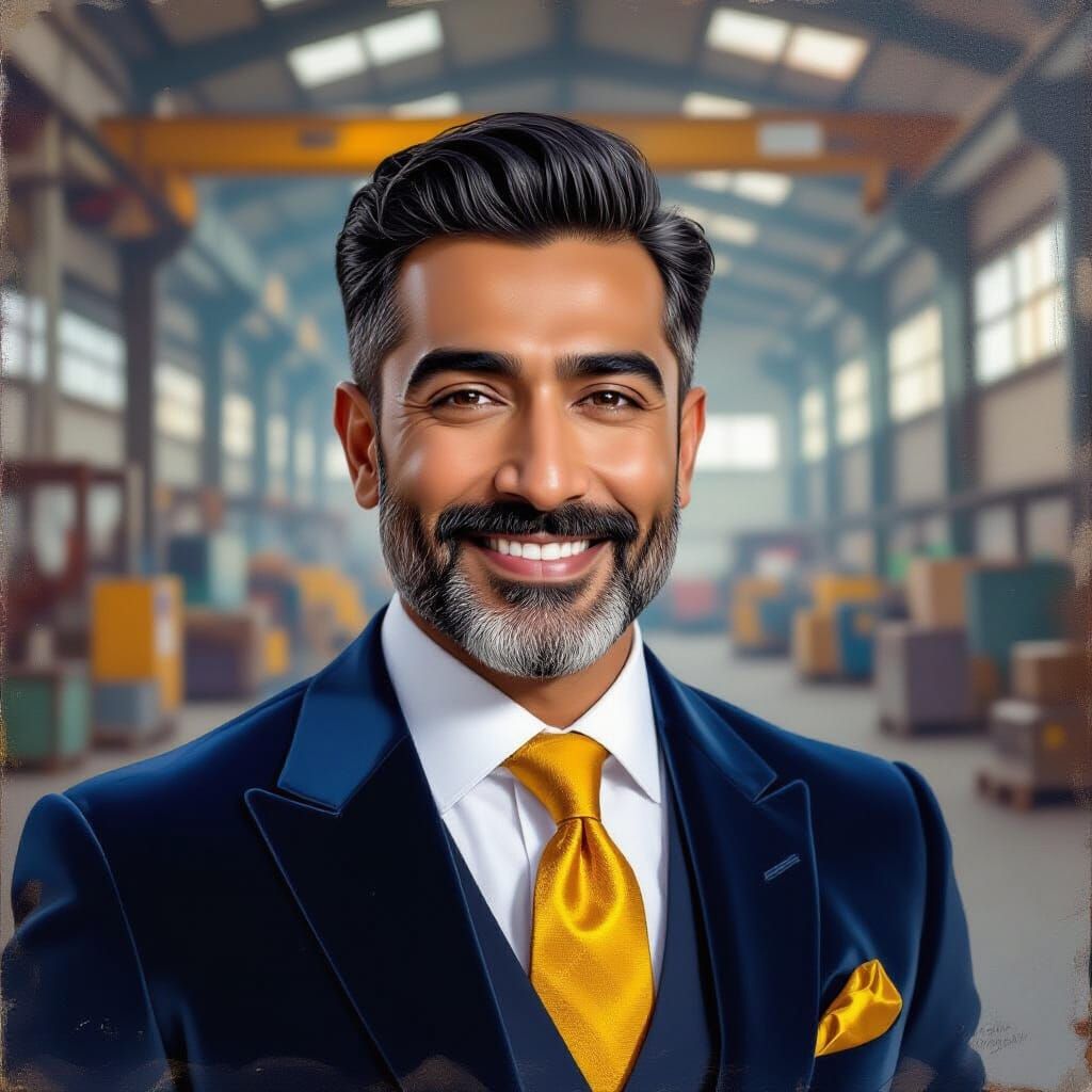 Joyous Pakistani-Indian Gentleman in Velvet Suit