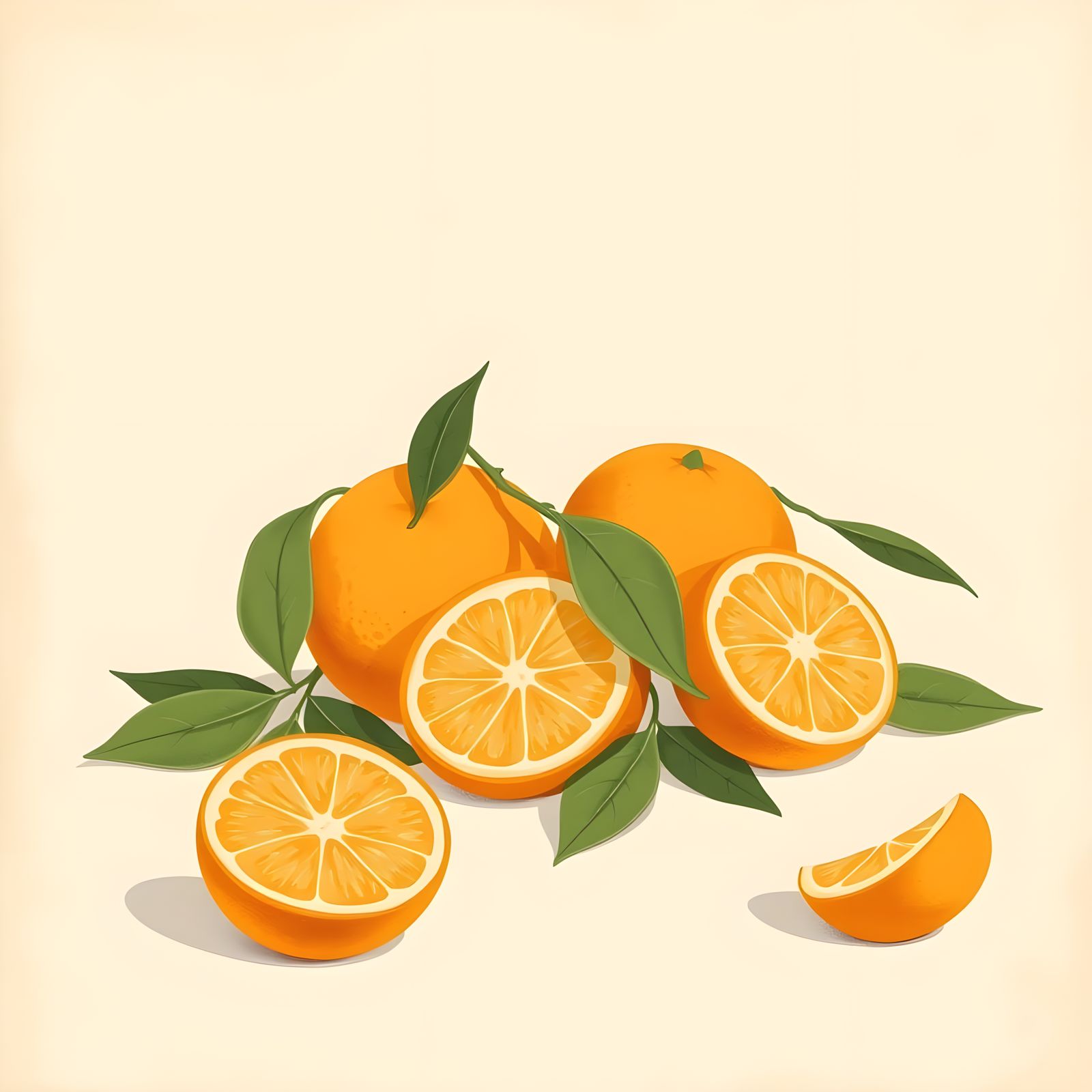 Vintage-Style Oranges Still Life in Soft Pastels