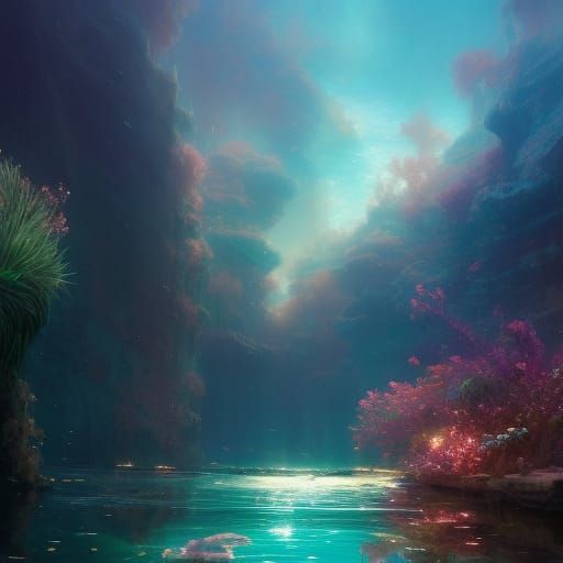 Underwater Double Exposure Portrait in Anime Style