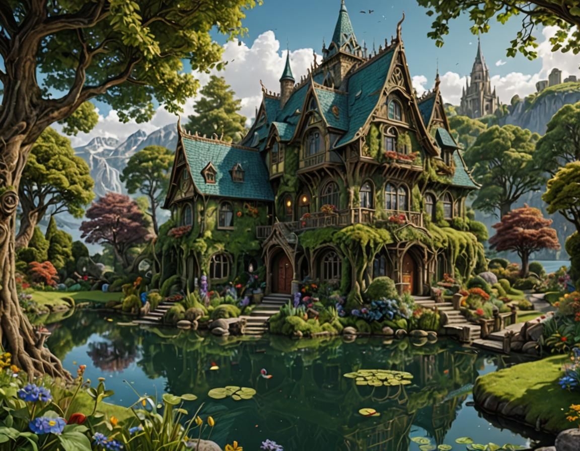 Elvish House in Ecotopian World: Photorealistic Render