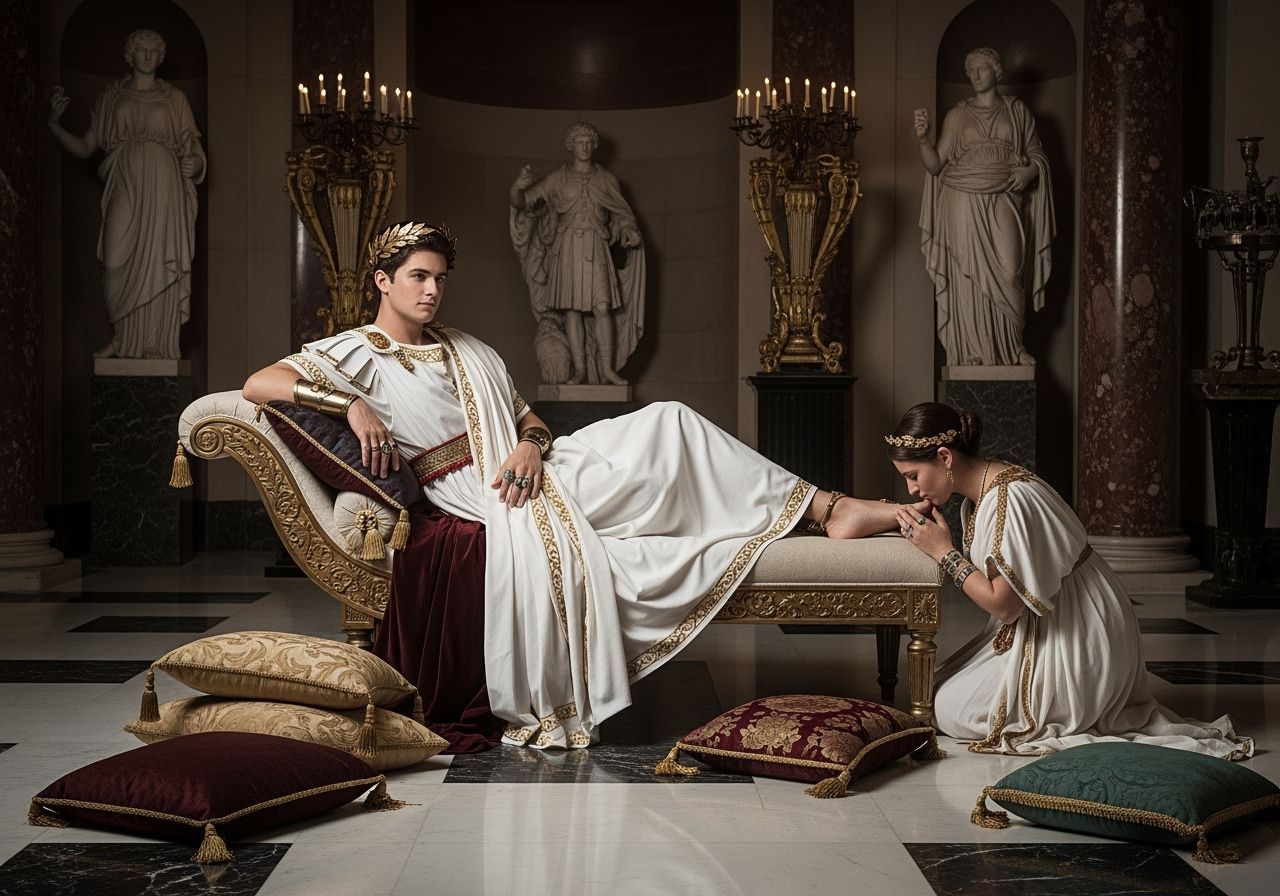 Roman Emperor Lounging in Imperial Palace as Professional Ph...