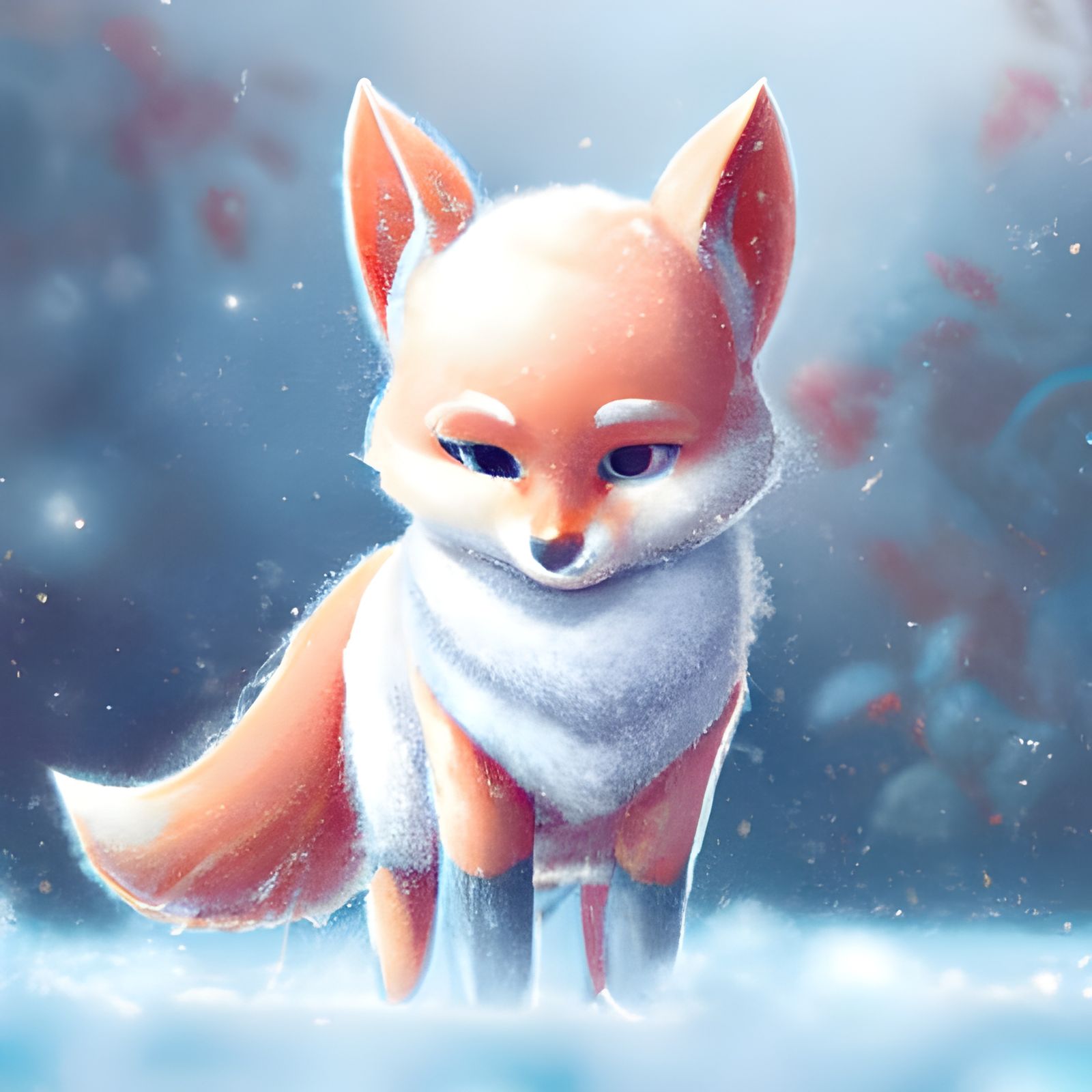 Cute Winter Fox: Epic Digital Matte Painting