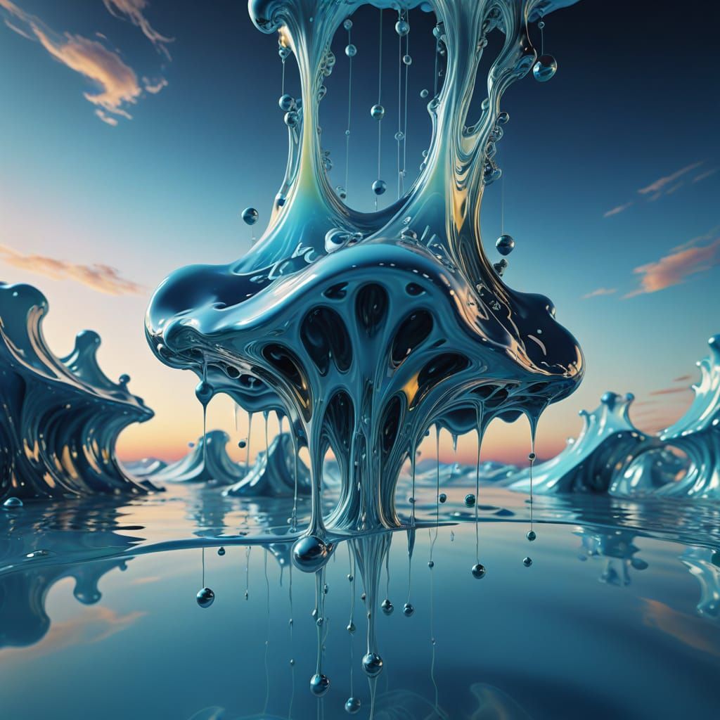 Dreamlike Iridescent Form Suspended in Air