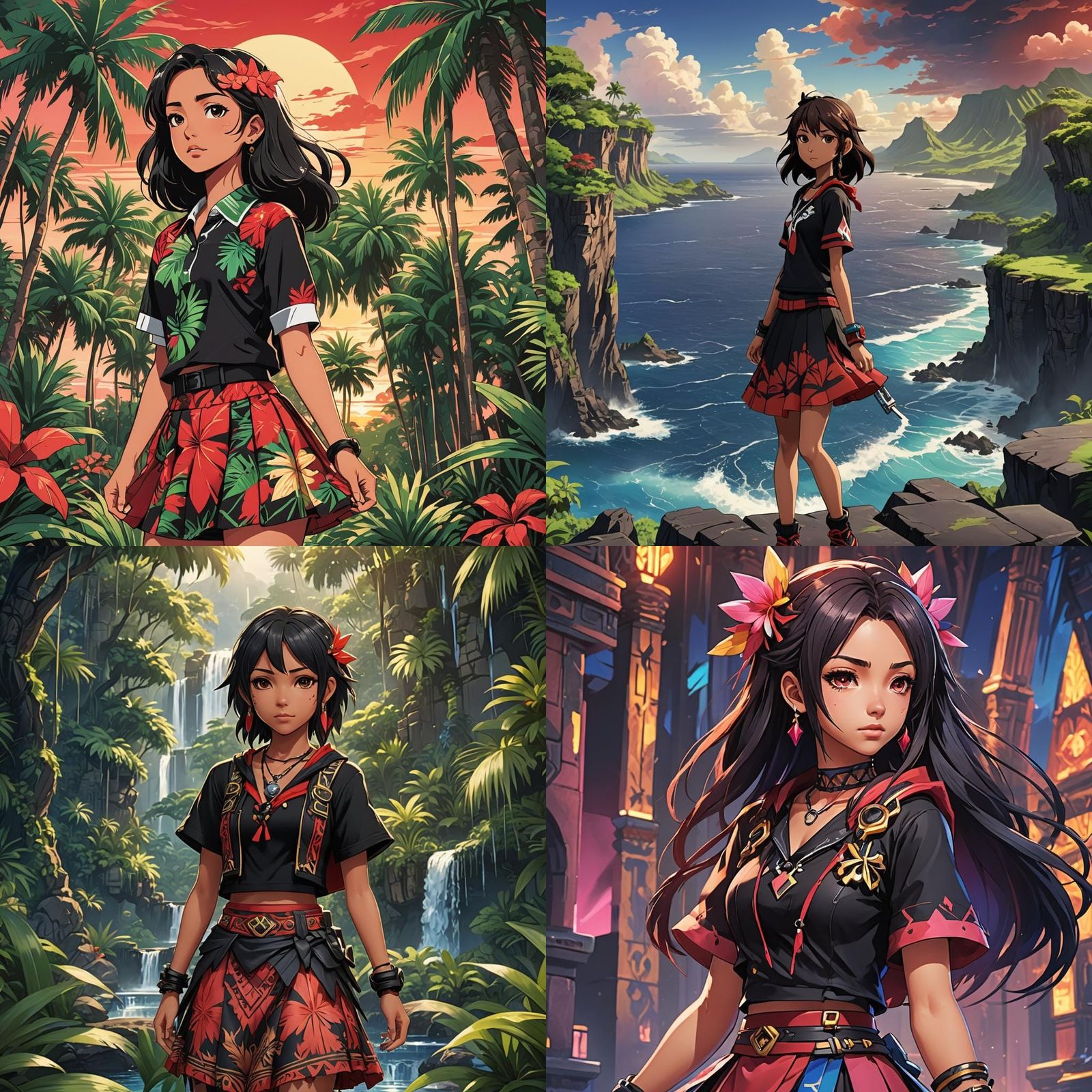 Hawaiian Girl in Kingdom Hearts Anime Style