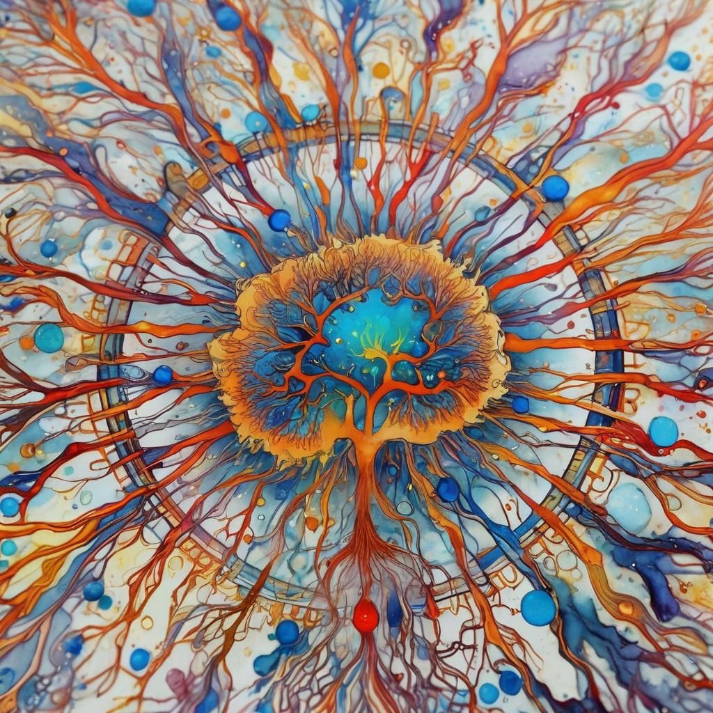 Vibrant Neurographic Art: Brain Stamm Streams