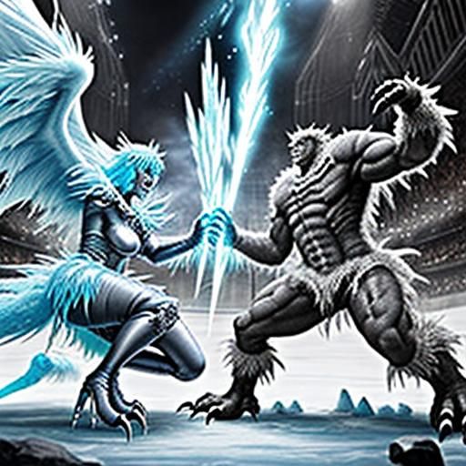 Ice Golem vs Harpy Monster Arena Battle