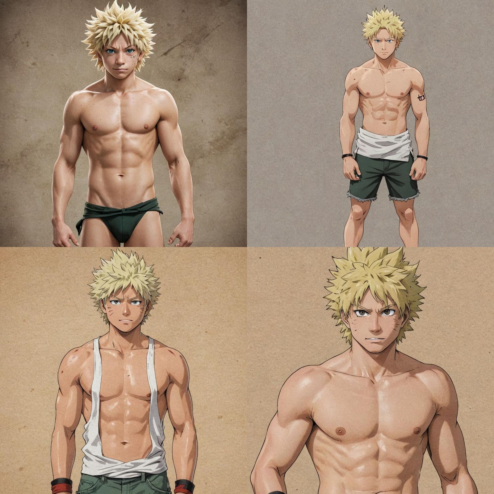 Bakugou Shirtless Anime Art in 3D
