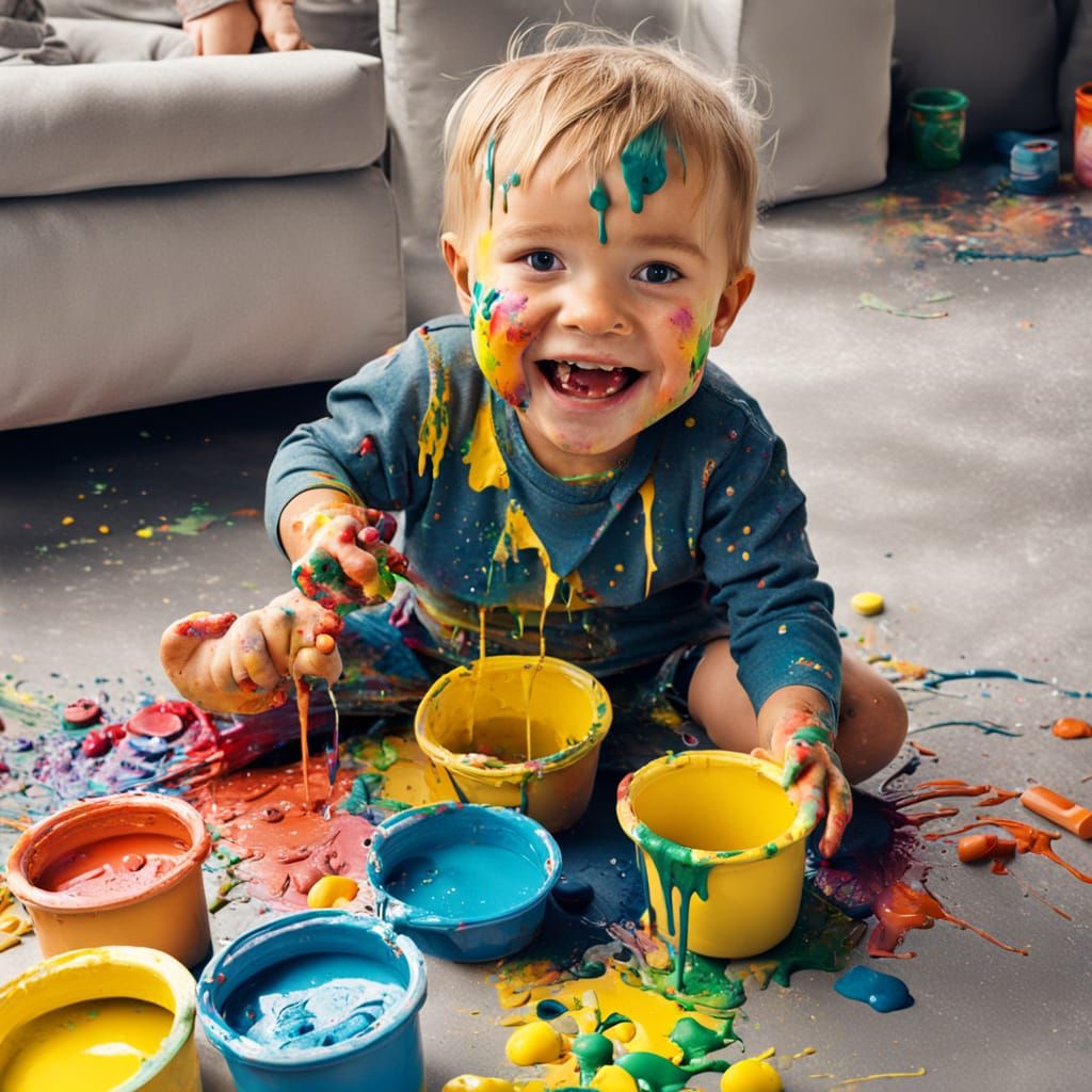 Colorful Chaos of a Happy Toddler