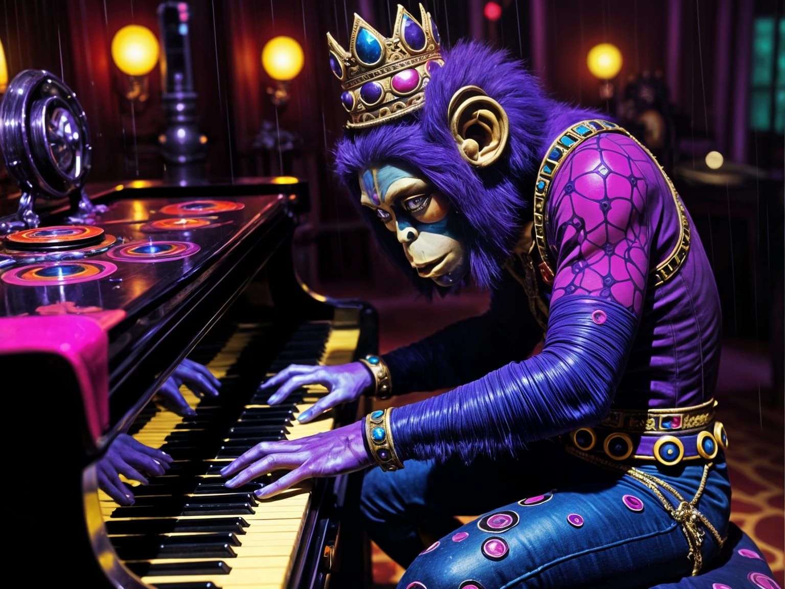 Evil Monkey Queen Plays Piano in Ooze Rain