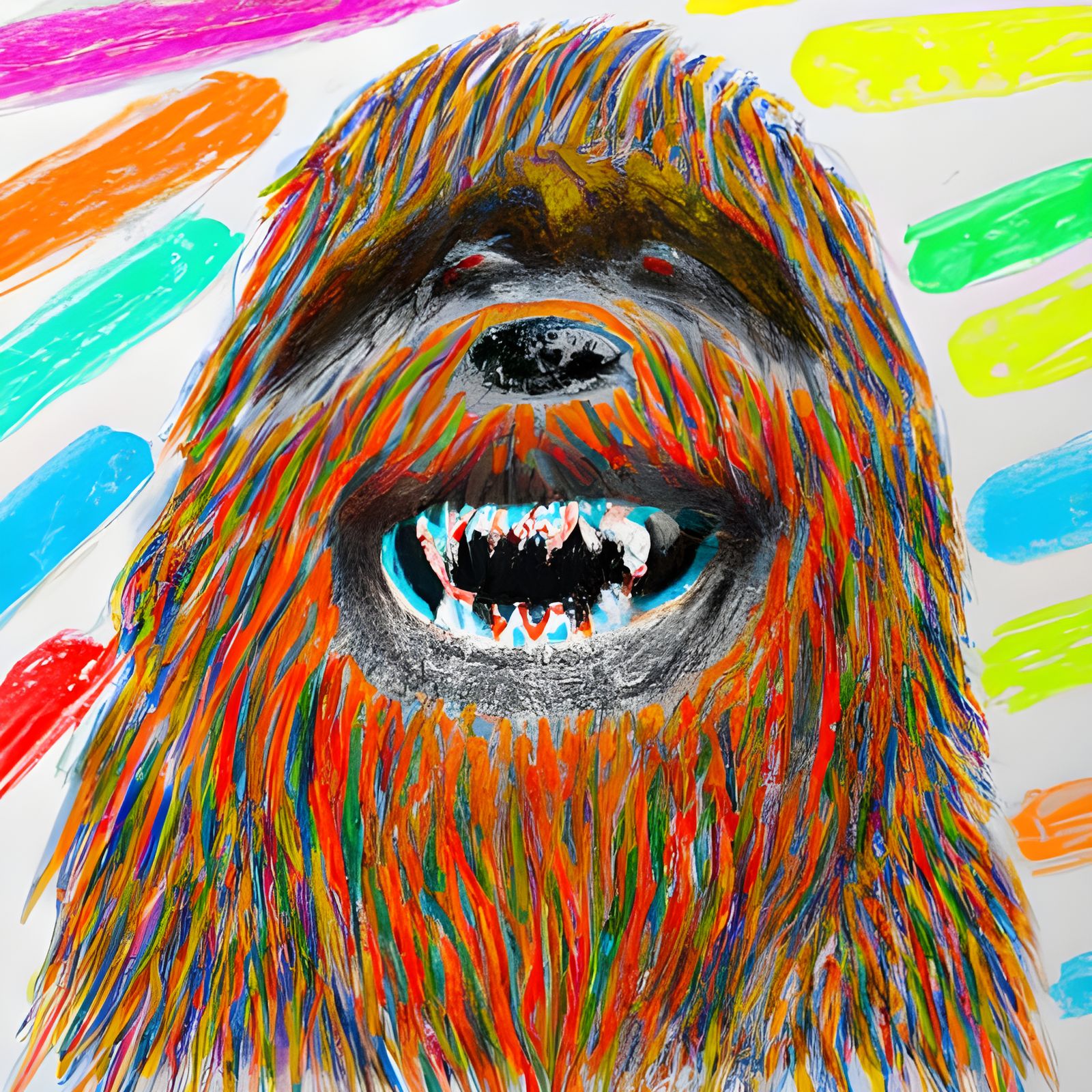 Happy Chewbacca in Crayon Style