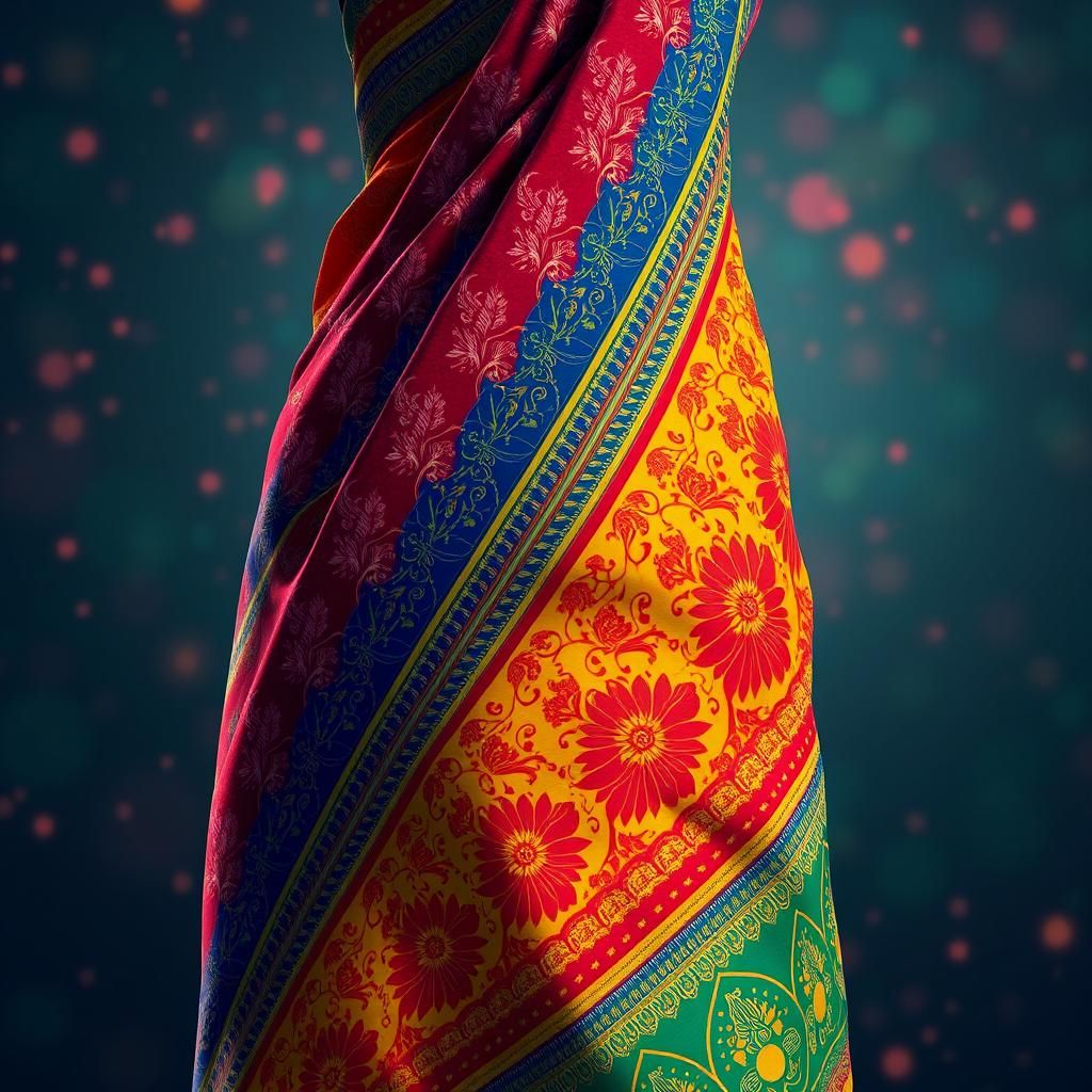 Vibrant Indian Saree: Fantasy Concept Art in 8k
