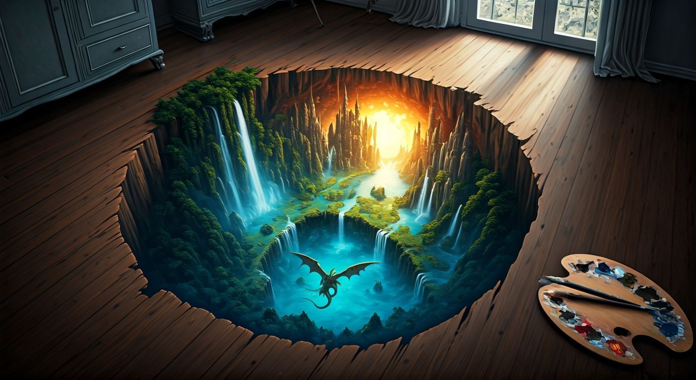 Optical Illusion Street Art Portal to Wonderland