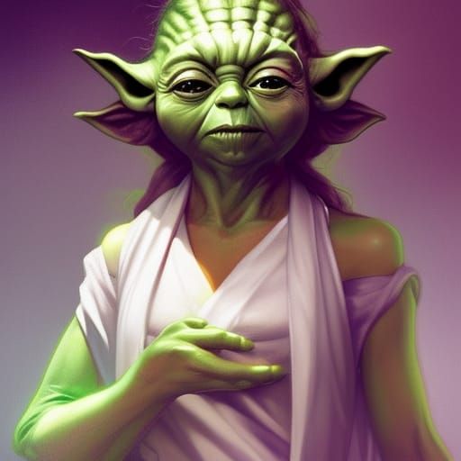 Detailed Portrait of a Yoda-like Girl in Digital Art
