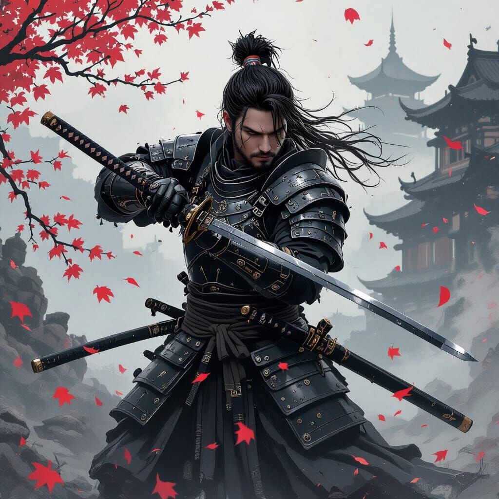 Figure in Black Armor: Industrial Atmospheric Rendering