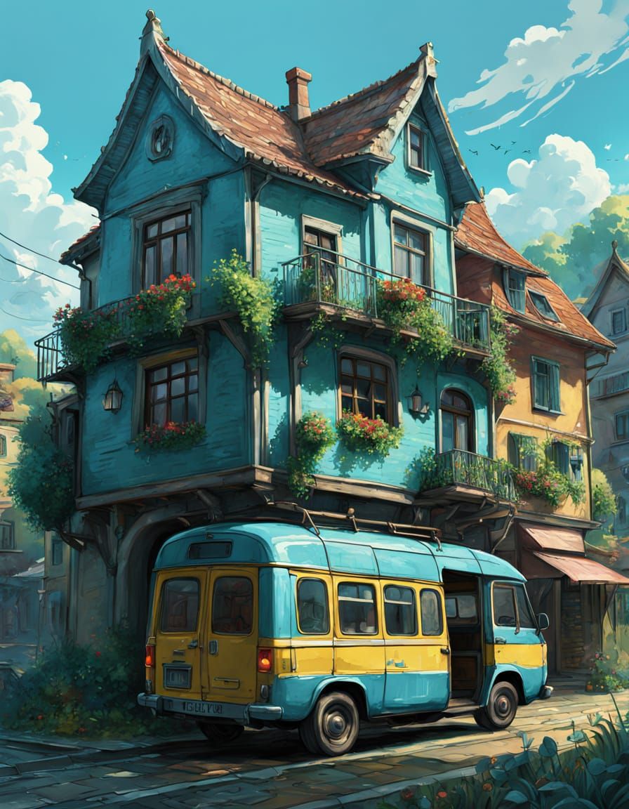 Whimsical Sci-Fi Fairytale Illustration in Studio Ghibli Sty...