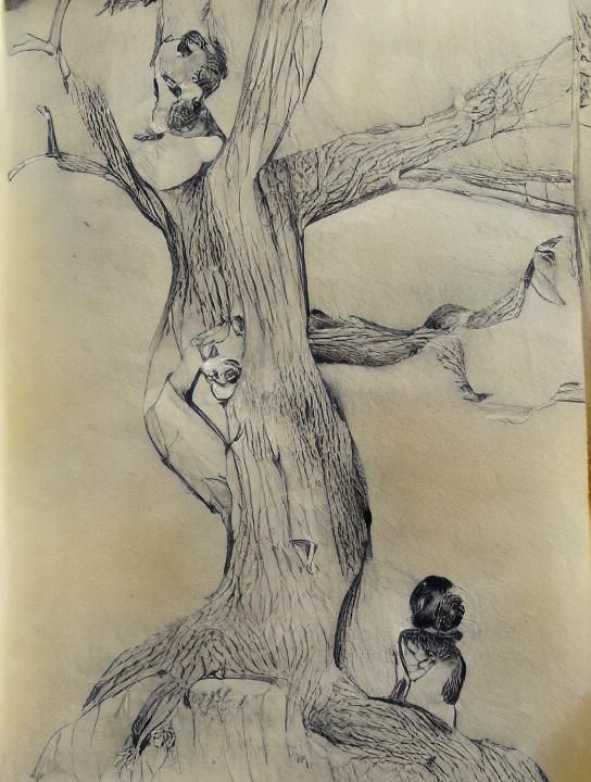 Young Woman with Squirrel Graphite Sketch
