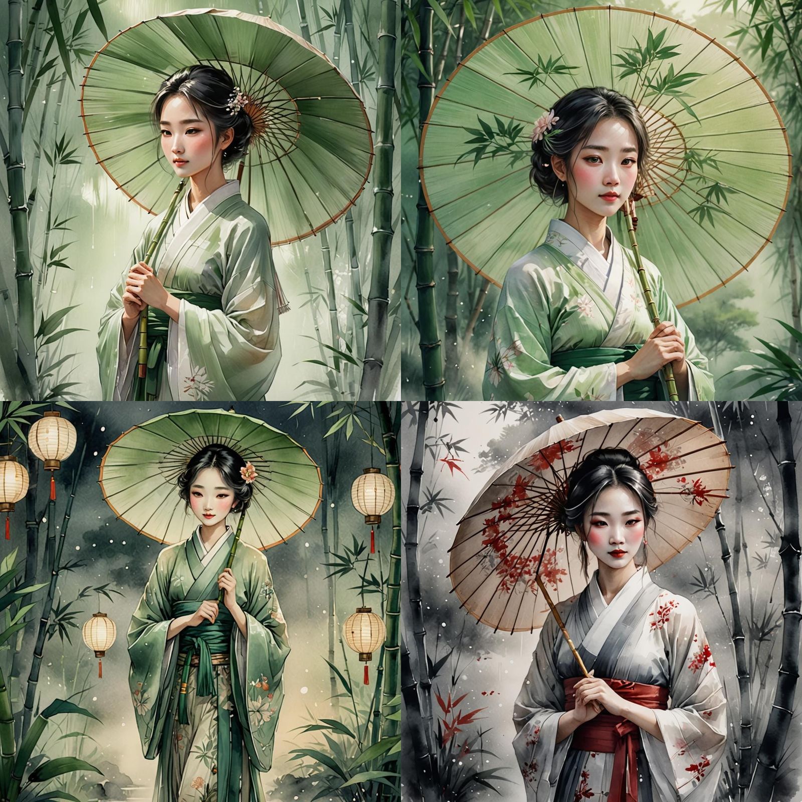 painting of a woman dressed in traditional Chinese dress wit...