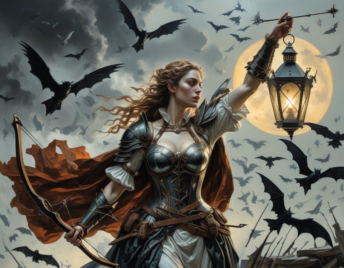 Gothic Warrior with Lantern and Crossbow