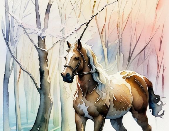 Centaur at Spring Thaw: Watercolour Illustration