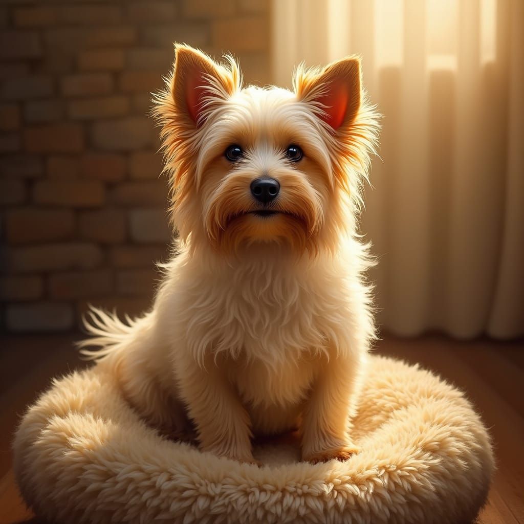 Soothing Modern Portrait of a Gentle Dog in Warm Golden Ligh...