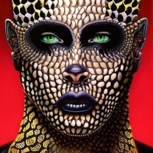 Steel Snake in Nightmarish Hellscape: Ink Painting