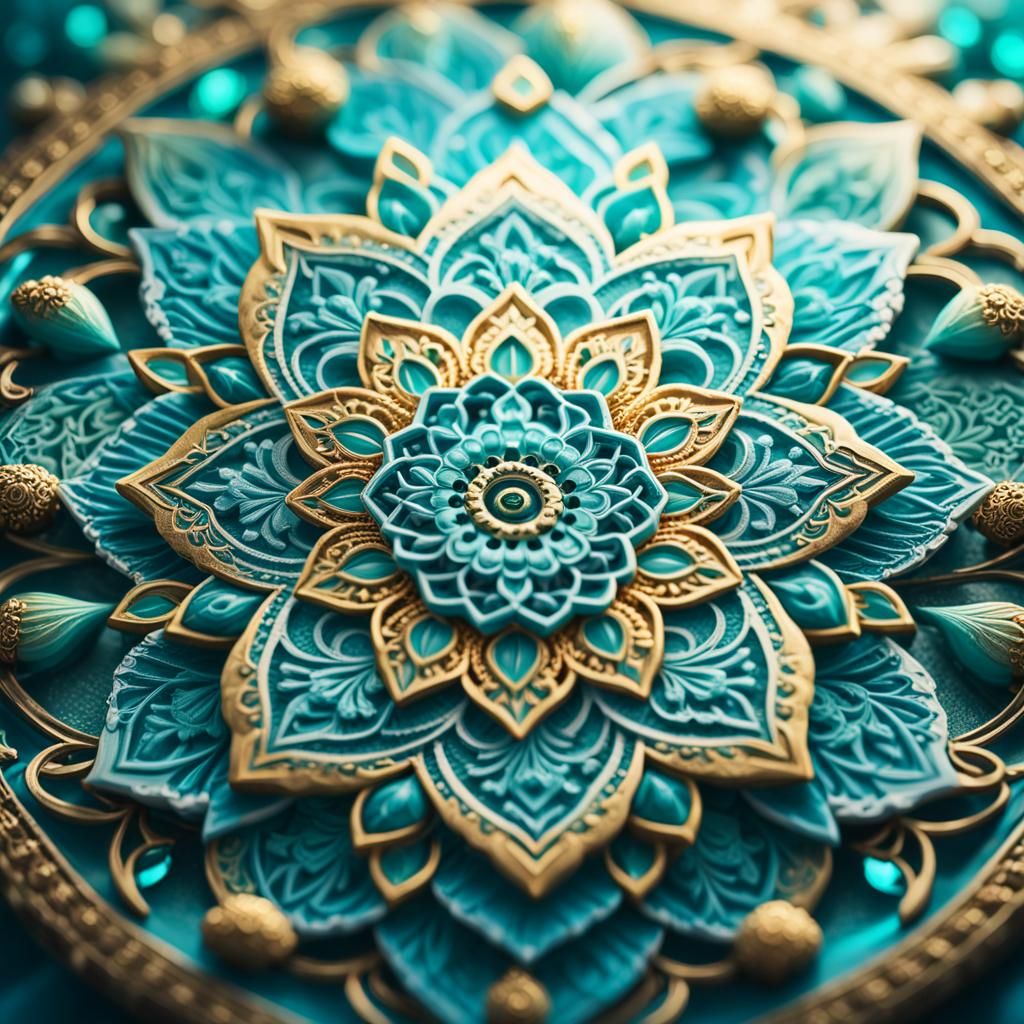 Aqua Mandalas in High-Contrast Photography