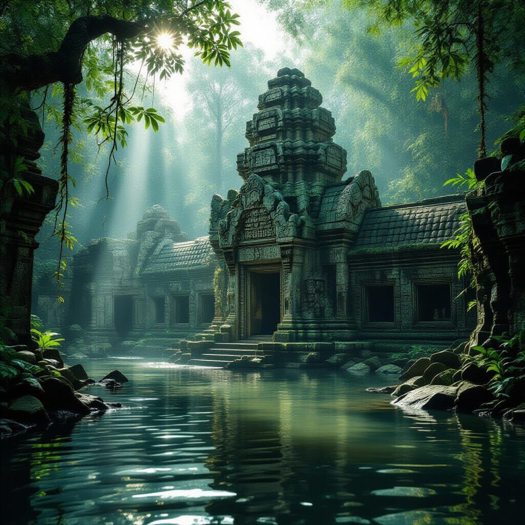 Ancient Jungle Temple in Misty Swamp: Lost Civilization