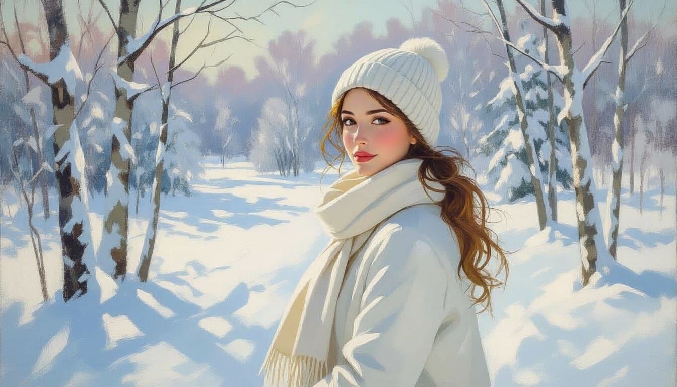 White World Landscape in Pavel Klementev Painting Style