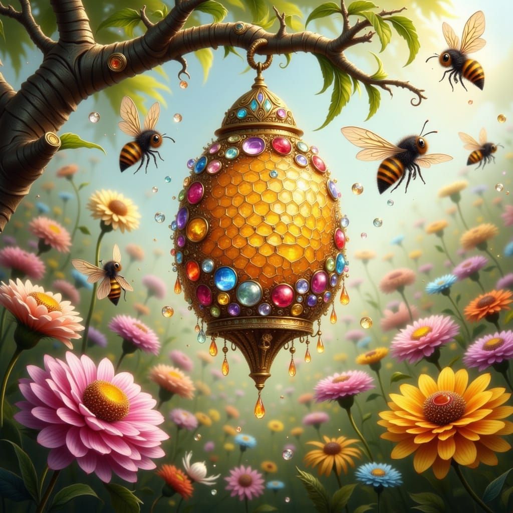 Ethereal Fae Hive Amidst Whimsical Floral Bloom