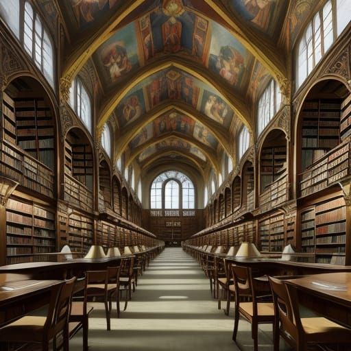 Otto Dix and Andrei Rublev Inspired Heavenly Library Scene