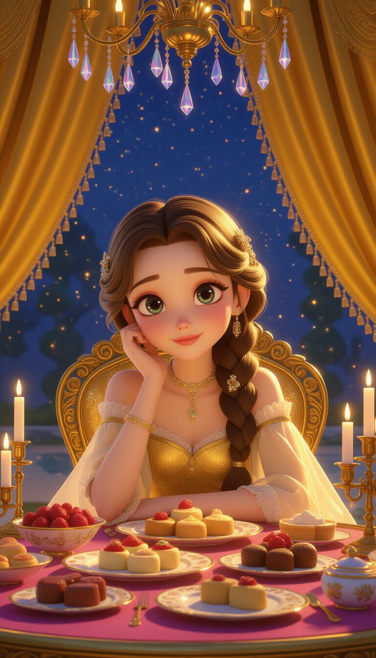 Maiden in Golden Palace, Hyper-Realistic 3D Anime