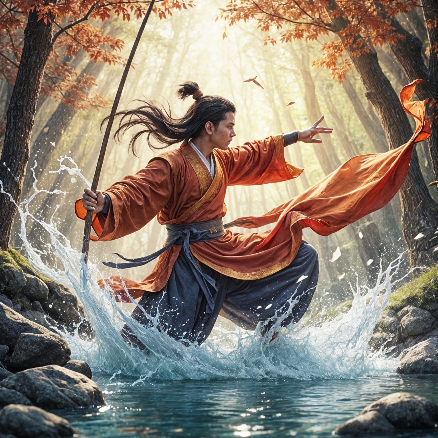 Yang Lu Chan Defeats Shaolin Monks by River