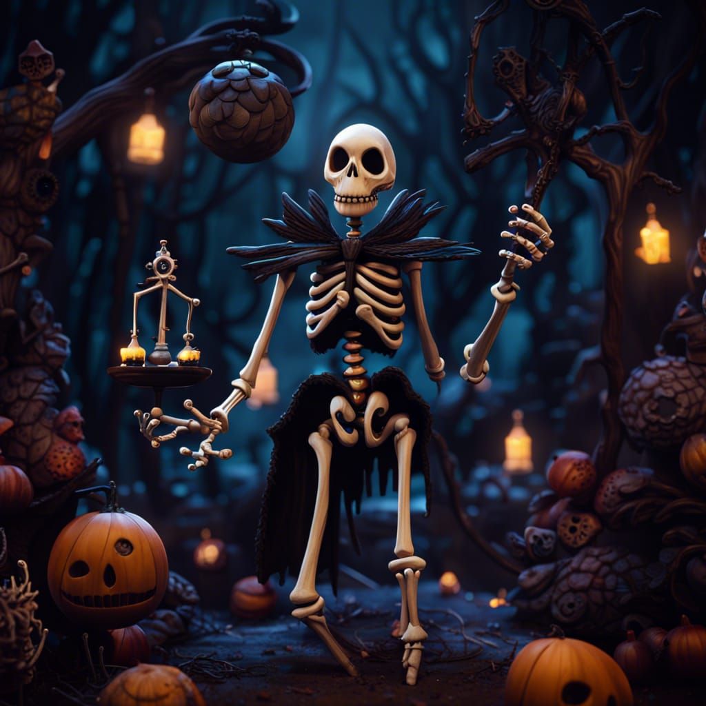 Detailed Skeleton in Burton Style, 8k